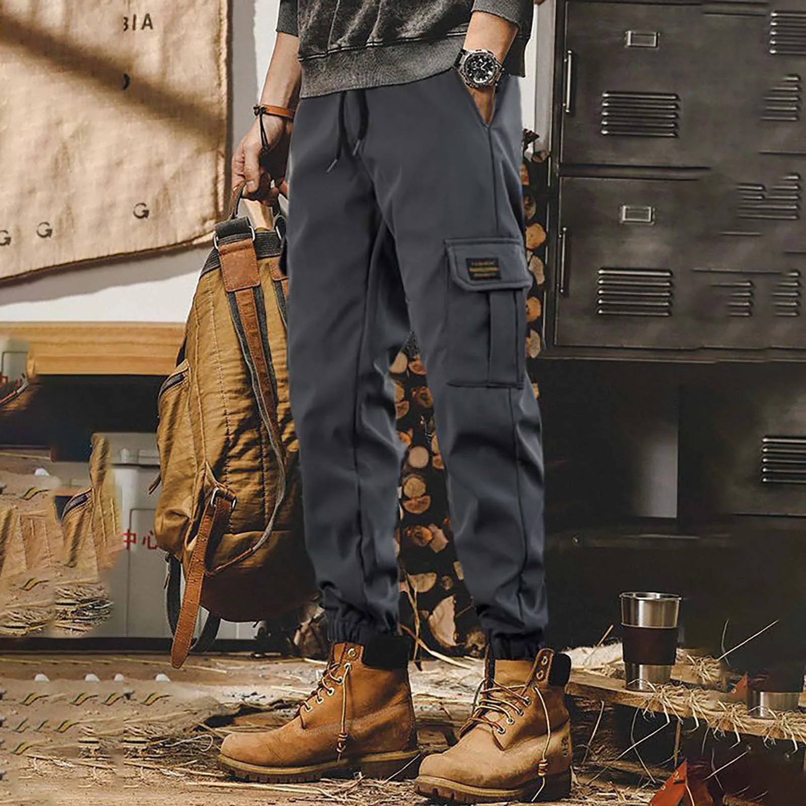MenS Workwear Pants Spring Summer Fashionable Cuffed Trousers Casual And Loose Fitting Style With Big Pockets Harem Pants 240513