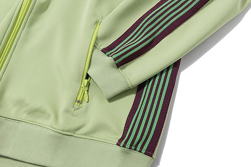 Fashion Needles Classic Embroidery Butterfly Track Men Women Pants Purple Red Stripe Wide Hem Suits Tracksuit 240511