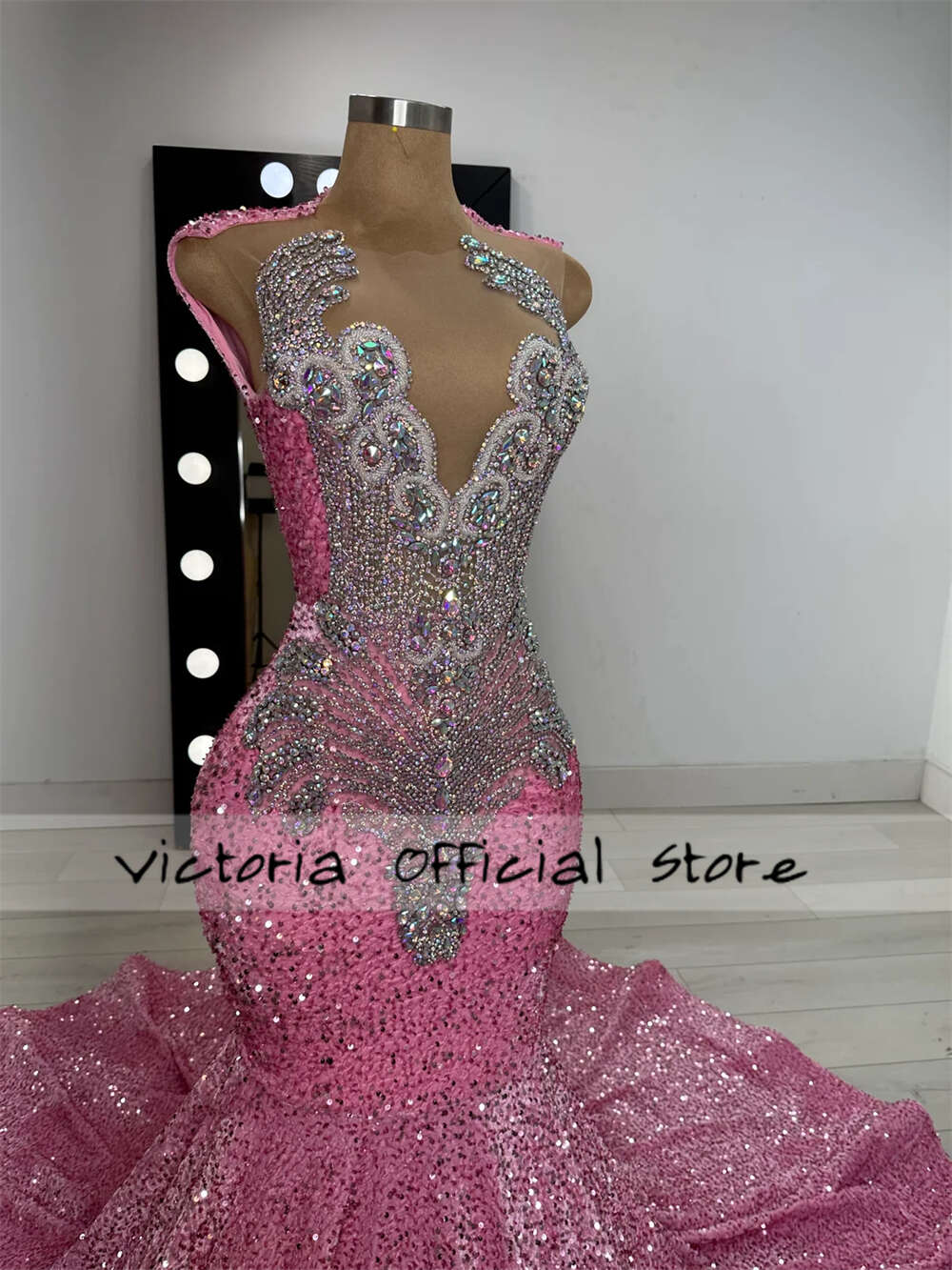 Pink Veet Sequin Sier Rhie Long Gowns For Black Girls Beaded Dia African Mermaid Prom Dresses 2024 0228Lz