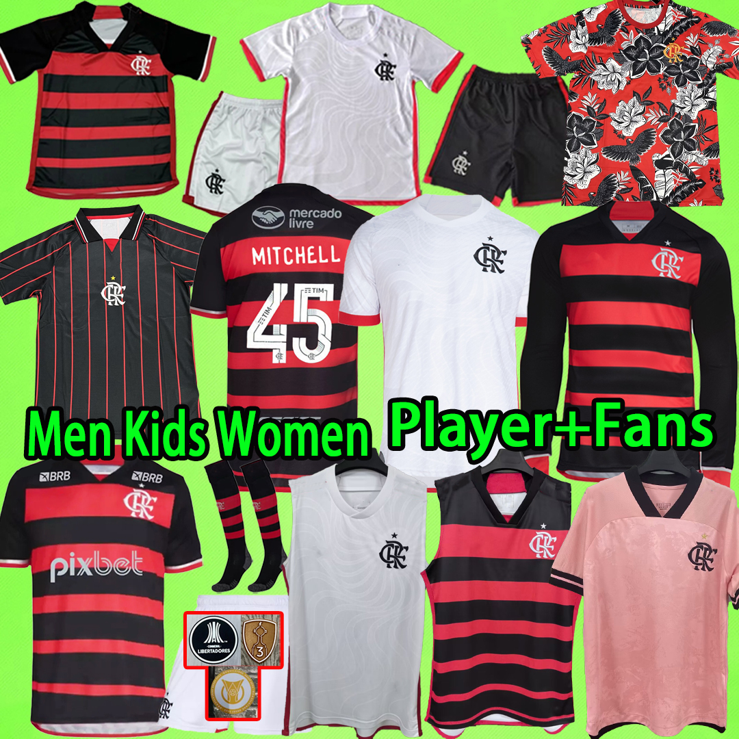 24/25 Flamengo soccer jerseys 2024 2025 football shirt men set kids kit women 21 22 camisa de futebol long sleeve PEDRO DIEGO GERSON GABI LORRAN vest fans