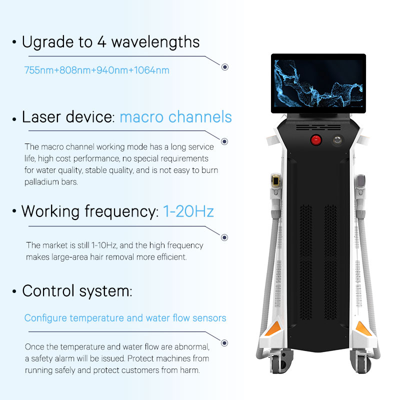 2023 Permanent hair removal 808nm diode laser hair removal machine Skin rejuvenation 1064nm 755nm three wavelengths equipment 2 years warranty