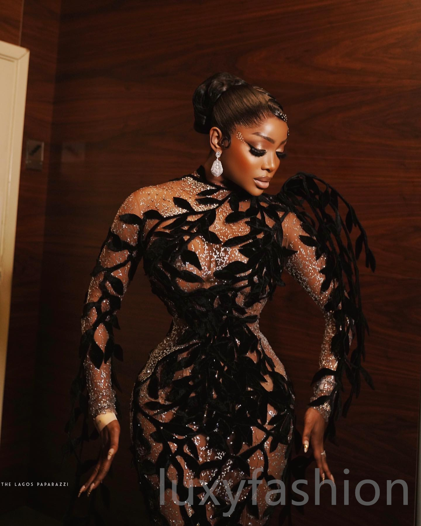 Aso Ebi 2024 Florals Mermaid Prom Dresses Beaded See Through Evening Party Formal Second Reception Birthday Enagement PromDress Gowns LF025