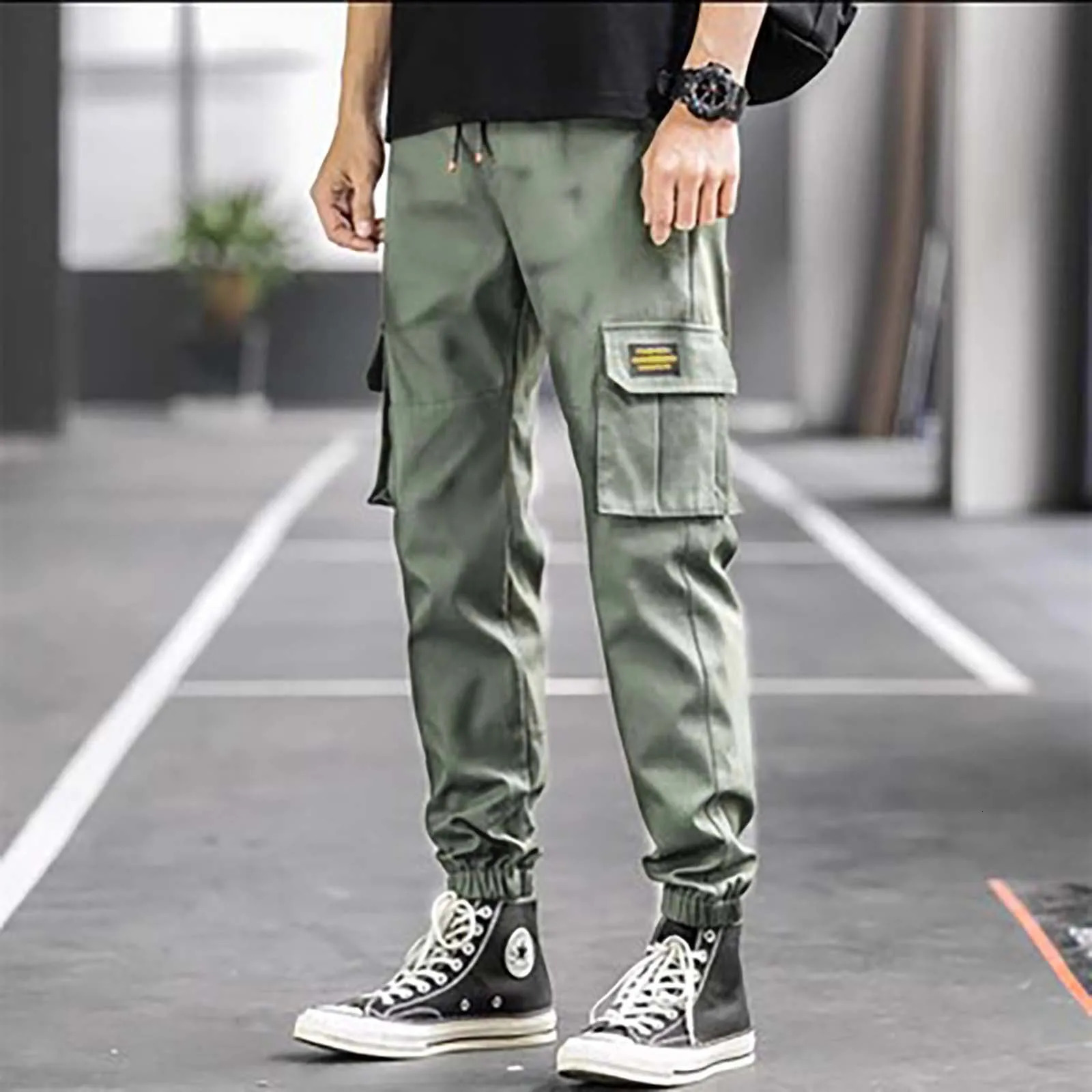 MenS Workwear Pants Spring Summer Fashionable Cuffed Trousers Casual And Loose Fitting Style With Big Pockets Harem Pants 240513
