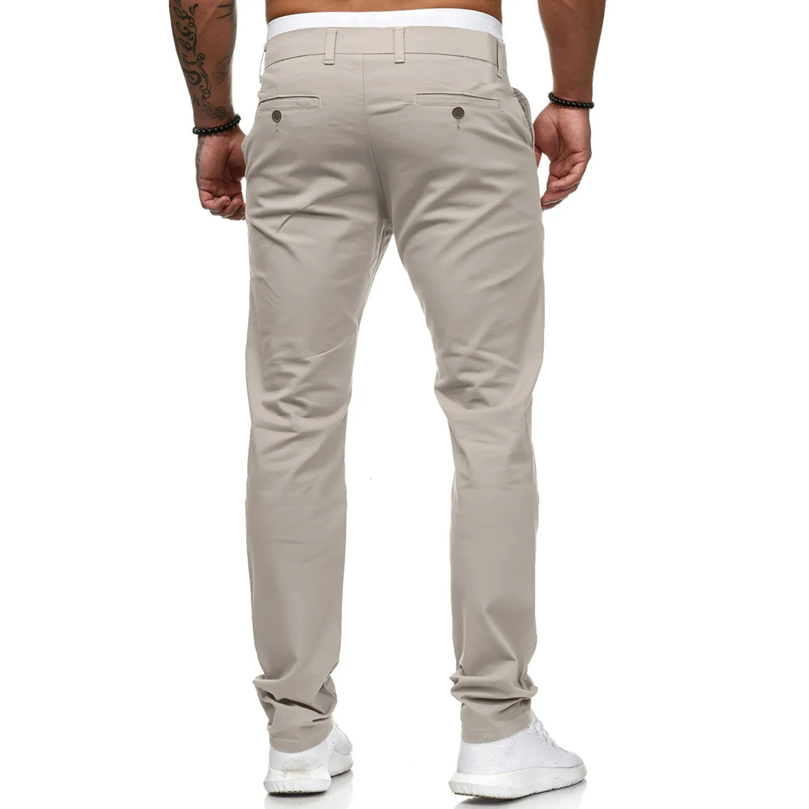 Men the Four Seasons Trendy Vintage High Waist Casual Pants Button Zipper Pockets Spliced Straight Pants Versatile Trousers 240513