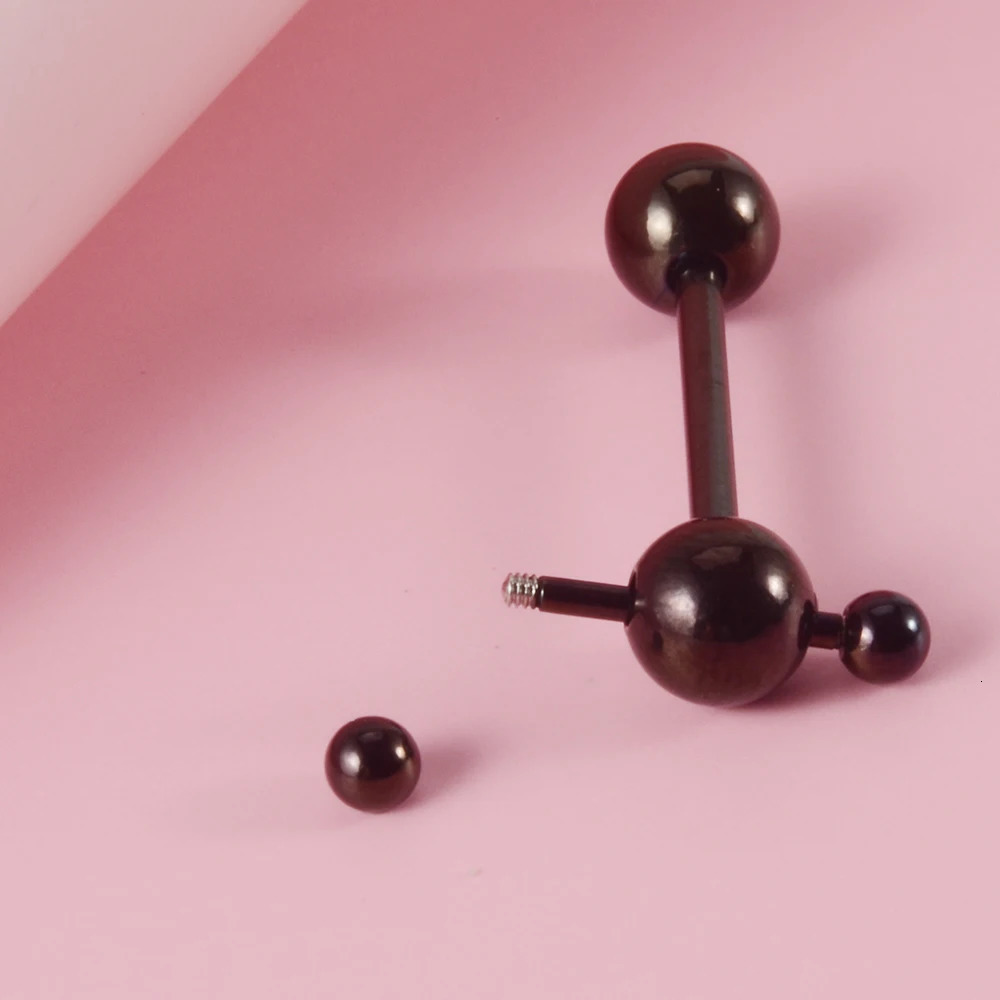 1PC Stainless Steel Tongue Rings Removable Ball Barbell 16mm Slave Ring Piercing Forbidden Body Jewelry 240429