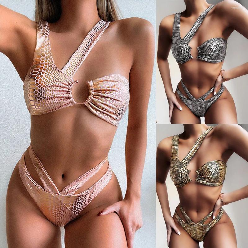 Women's Swimwear Women Swimsuit Sneak Skin Solid Color Bikini Push-Up Pad Beachwear Set Bathing Suit Beach Swiming Tankini