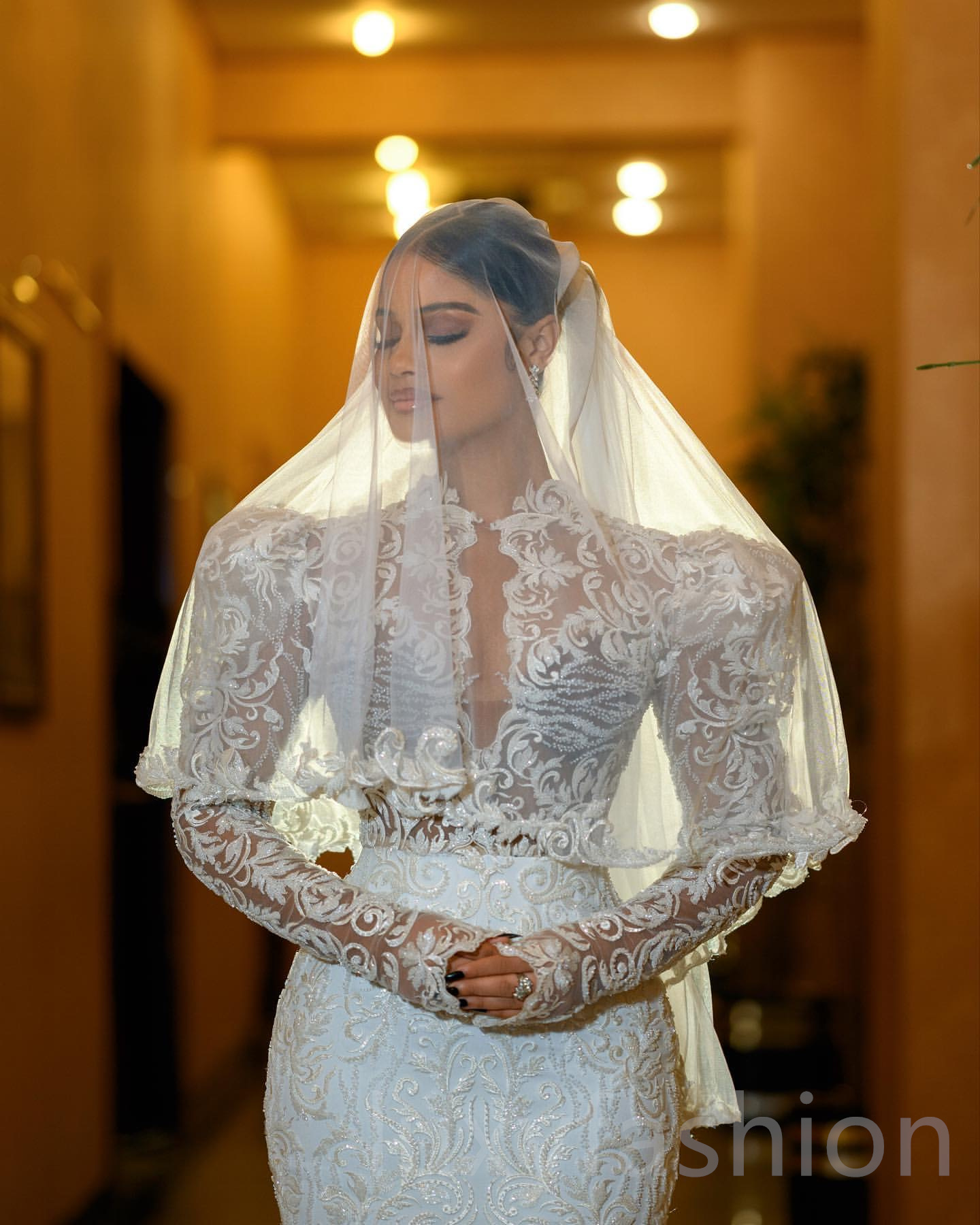 Aso Ebi 2024 White Mermaid Wedding Dresses Beaded Lace Vintage Long Sleeves Bridal Gowns Dress ZJ002