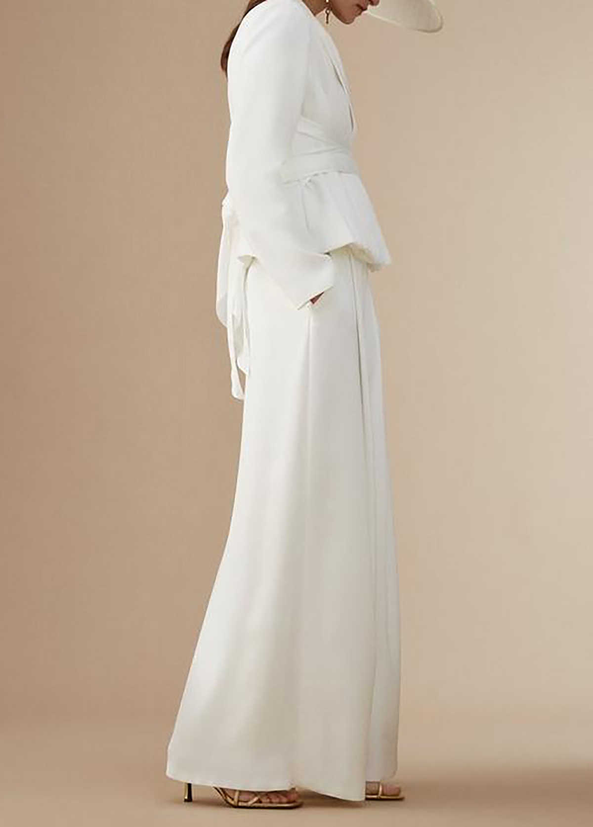 White Women Wedding Pants Suits 2 Pieces Custom Made Slim Fit Mother Of Bride Blazer Jacket Guest Wear Loose Pants