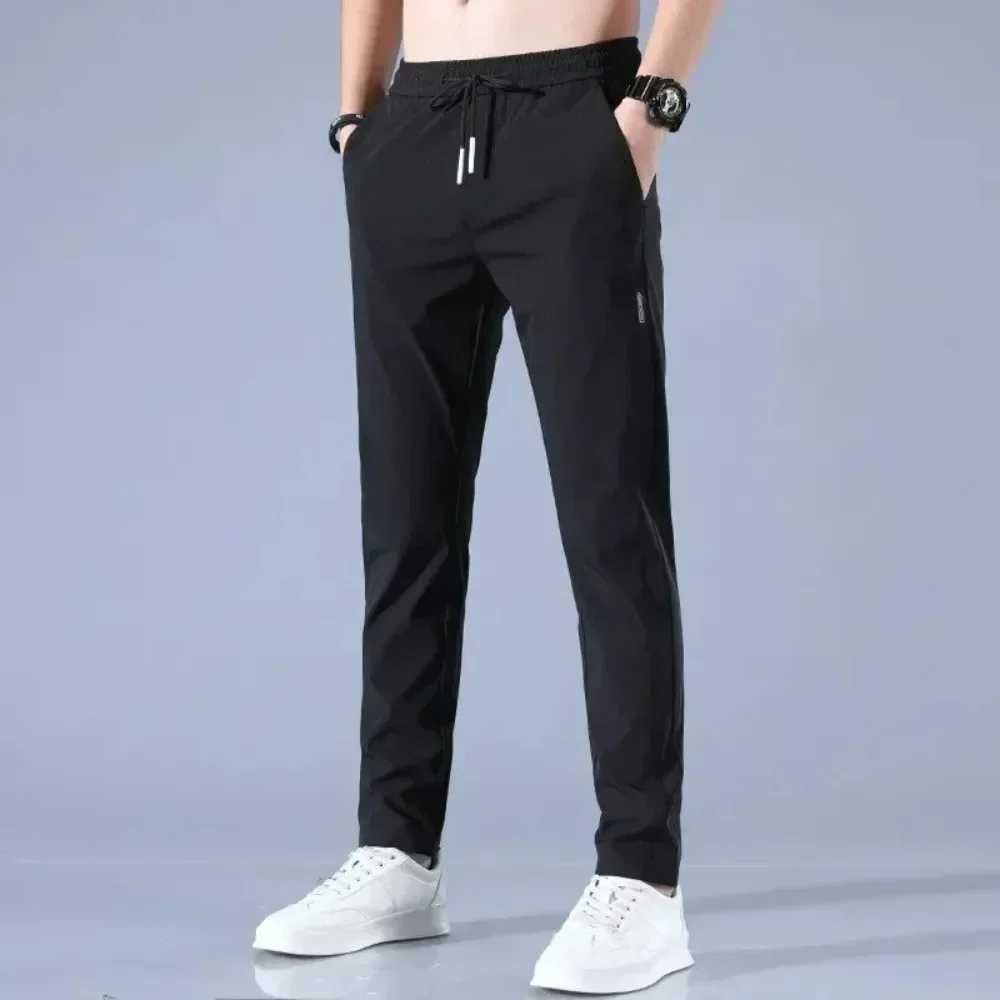 Men's Pants Thin business casual pants outdoor ice silk mens pants 2024 summer new elastic breathable straight leg sports pants Y240513CJCE