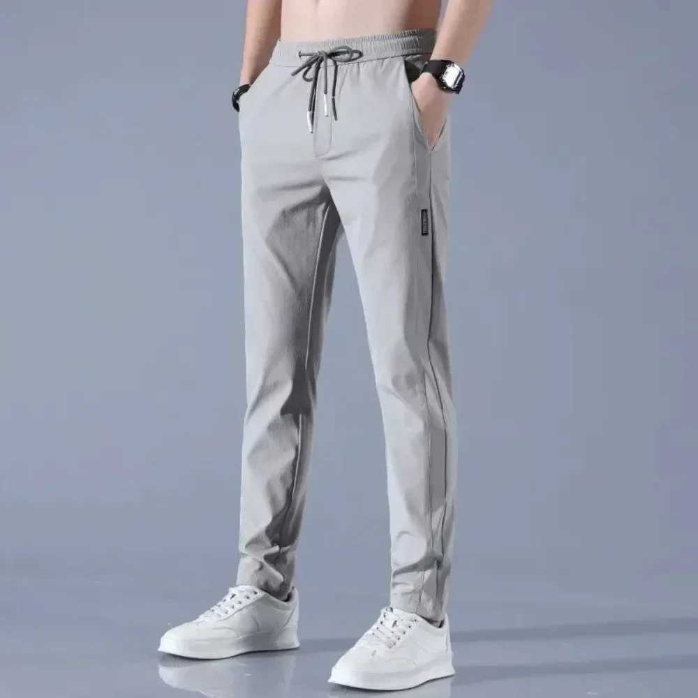 Men's Pants Thin business casual pants outdoor ice silk mens pants 2024 summer new elastic breathable straight leg sports pants Y240513CJCE