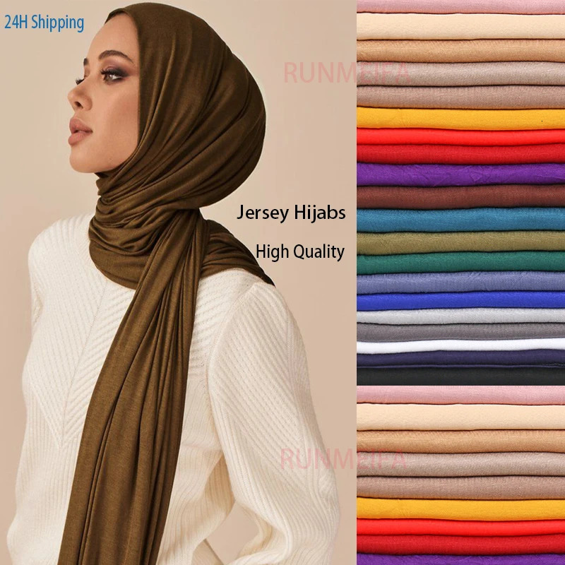 Fashion Modal Cotton Jersey Hijab Scarf Long Muslim Shawl Plain Soft Turban Tie Head Wraps For Women Africa Headband 170x60cm 240423