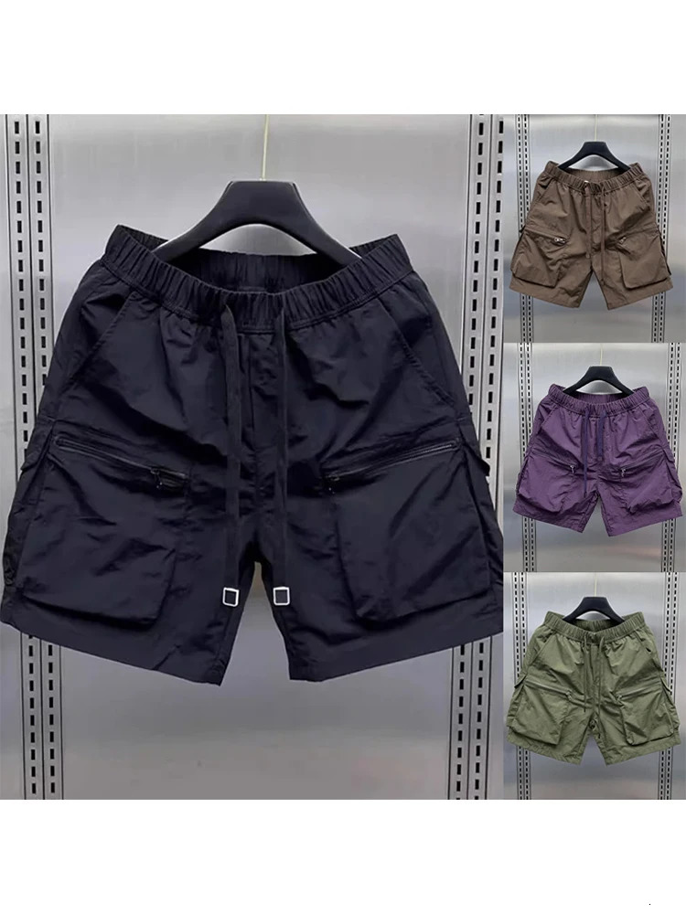 Casual Cargo Shorts Man Loose Elastic Waist Drawstring Fashion Shorts Men 2024 Summer Large Pocket Solid Soft Streetwears Lady 240513