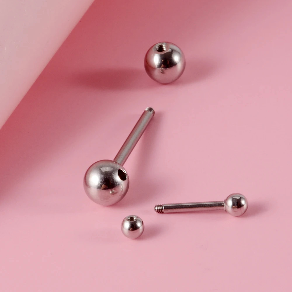 1PC Stainless Steel Tongue Rings Removable Ball Barbell 16mm Slave Ring Piercing Forbidden Body Jewelry 240429