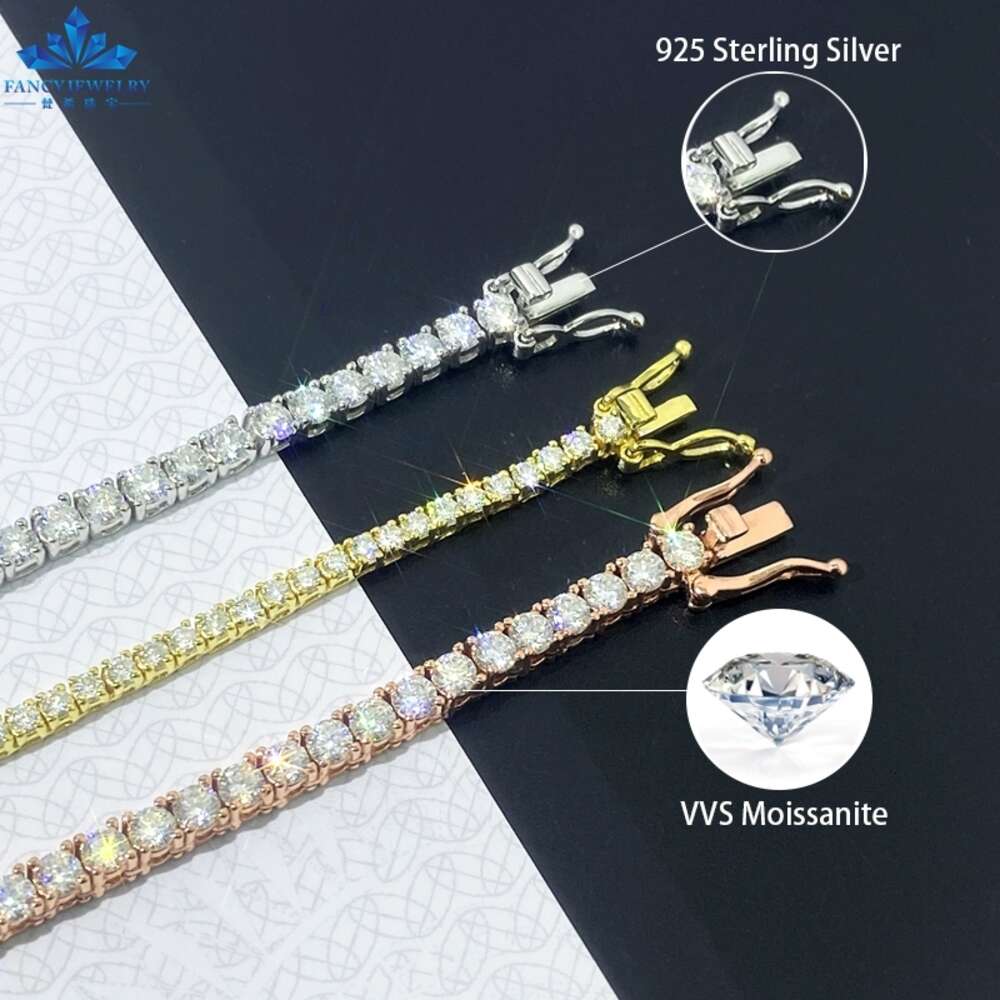 designer bracelet cuban k hip hop style gems chain unisex sterg sier iced out moissanite dia tennis bracelets necklace jewelry