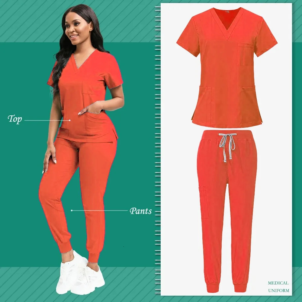 Hospital Clothing Uniforms Women Scrubs Sets Doctors Nurses Accessories Dental Clinic Beauty Salon Workwear Set 240420