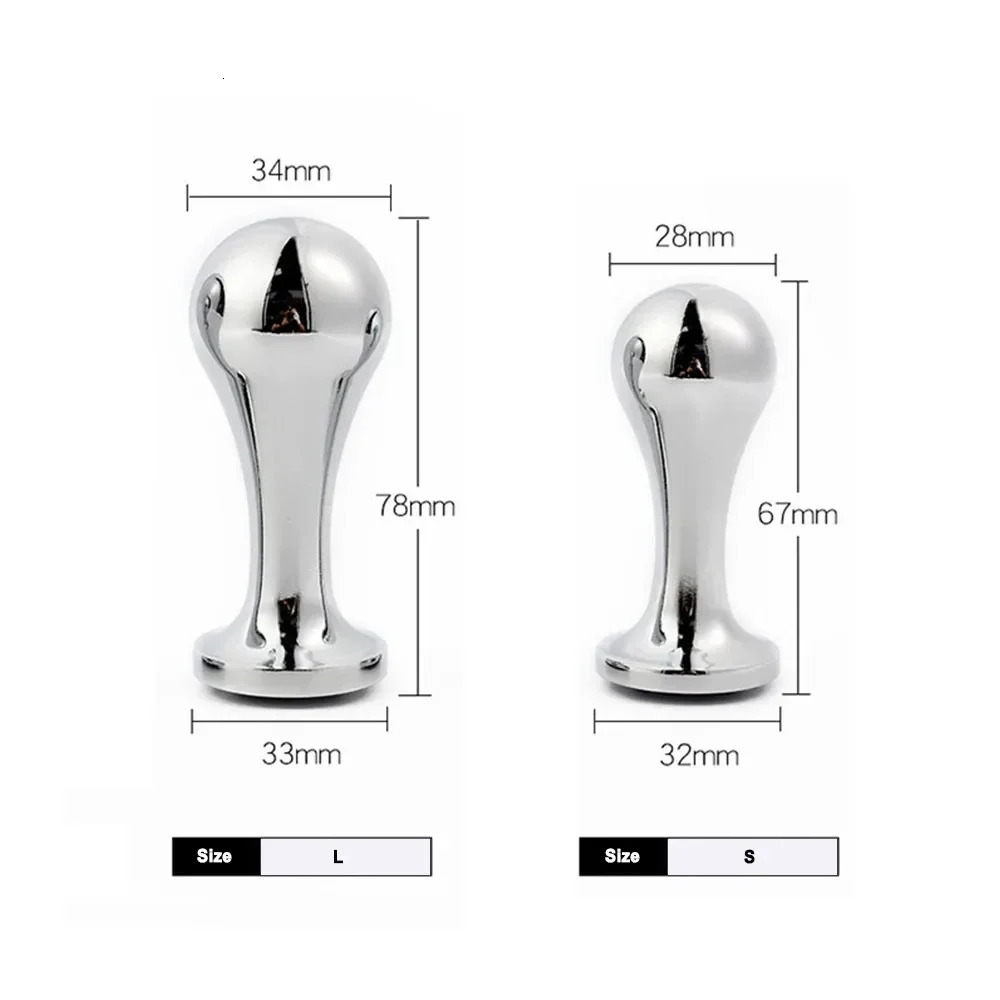 St50 adult sex toy round head electroplated metal anal plug large head femalemale wide anal device 240511