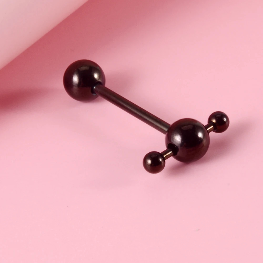 1PC Stainless Steel Tongue Rings Removable Ball Barbell 16mm Slave Ring Piercing Forbidden Body Jewelry 240429