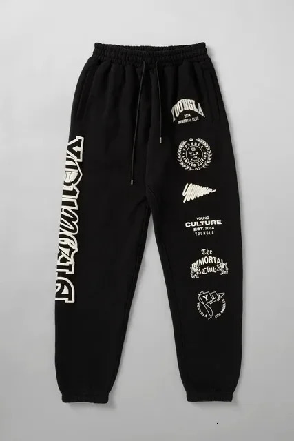 Men's Pants Jogger Mens Sweatpants American Style Mens Clothing Gym Sports Fitness Cotton Casual Pants Printed Mid Waist Drawstring Pants 240513