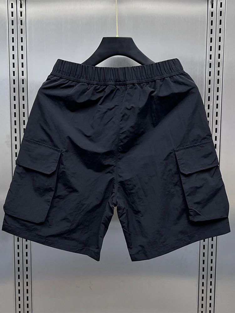 Casual Cargo Shorts Man Loose Elastic Waist Drawstring Fashion Shorts Men 2024 Summer Large Pocket Solid Soft Streetwears Lady 240513
