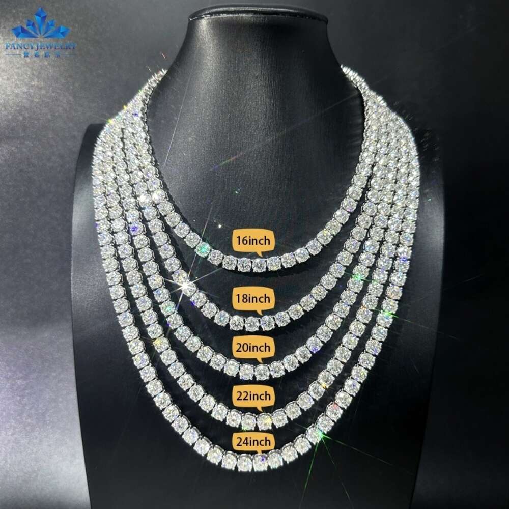 designer vvs necklace moissanite hip hop 2mm 3mm iced out diamond sterling sier 4mm 5mm woman tennis chain valentines day gift
