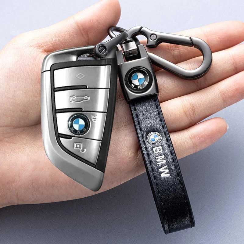 Car Key 1Pcs Car Metal Key Chain Fine Leather Emblem Key Ring For BMW X1 X2 X3 X5 X4 X6 X7 G30 G20 G32 G11 G12 F40 F30 F20 F10 F34 F07 T240509