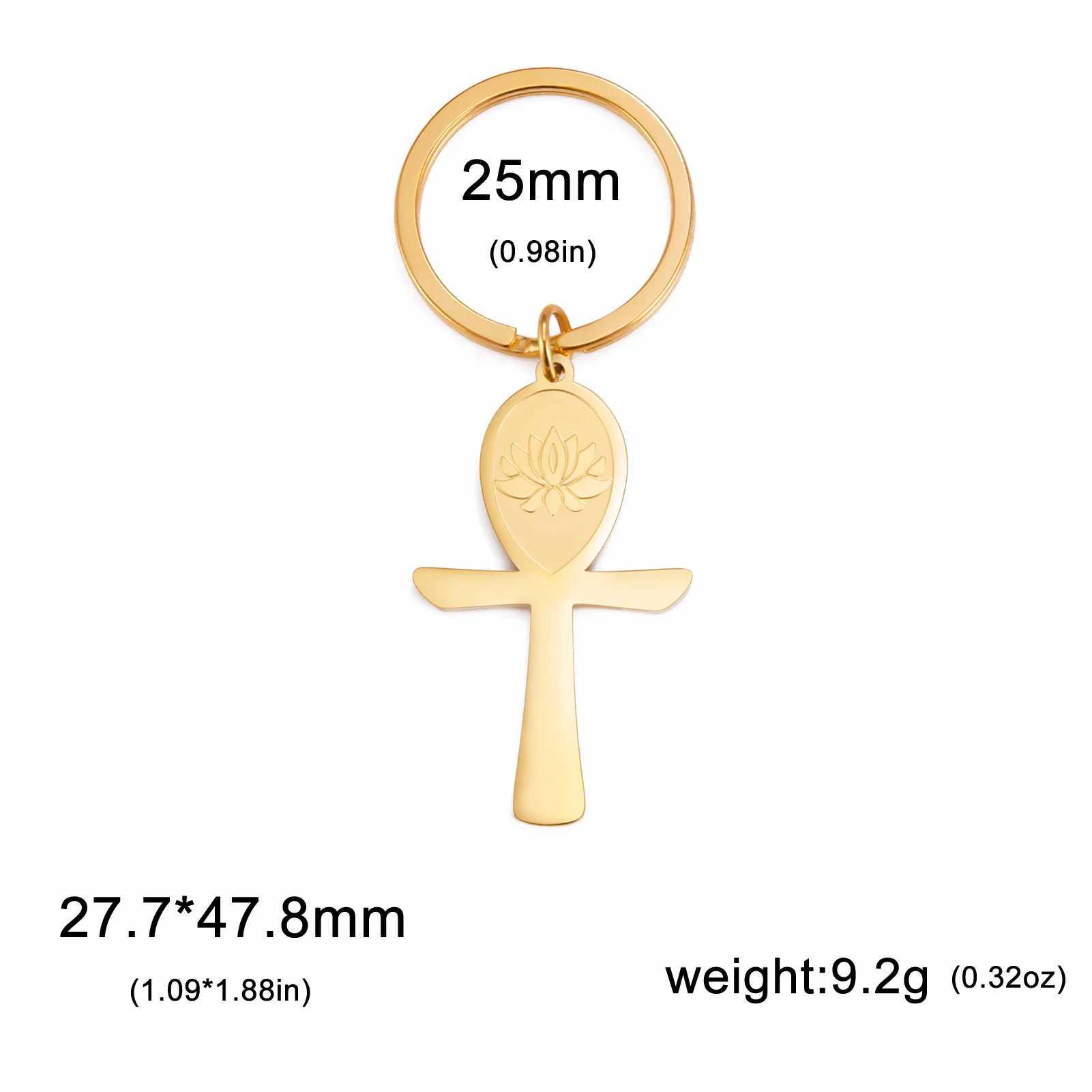 Keychains Lanyards Amaxer Stainless Steel Cross pendant Keychain for Women Men Car Key Chain Ring Holder Protection Amulet Jewelry Gift Y240510
