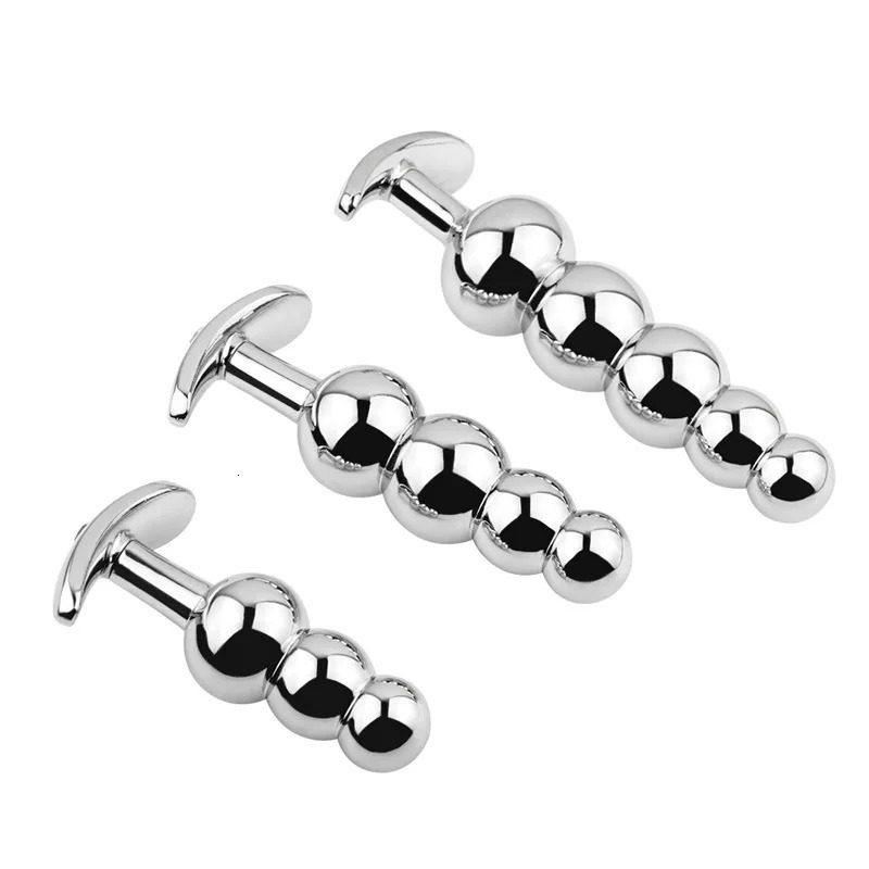 Metal Anal Beads Butt Plug Set Wearable Small Large Anal Plug G Spot Dildo Insert Vagina Extender Anus Sex Toy 240511