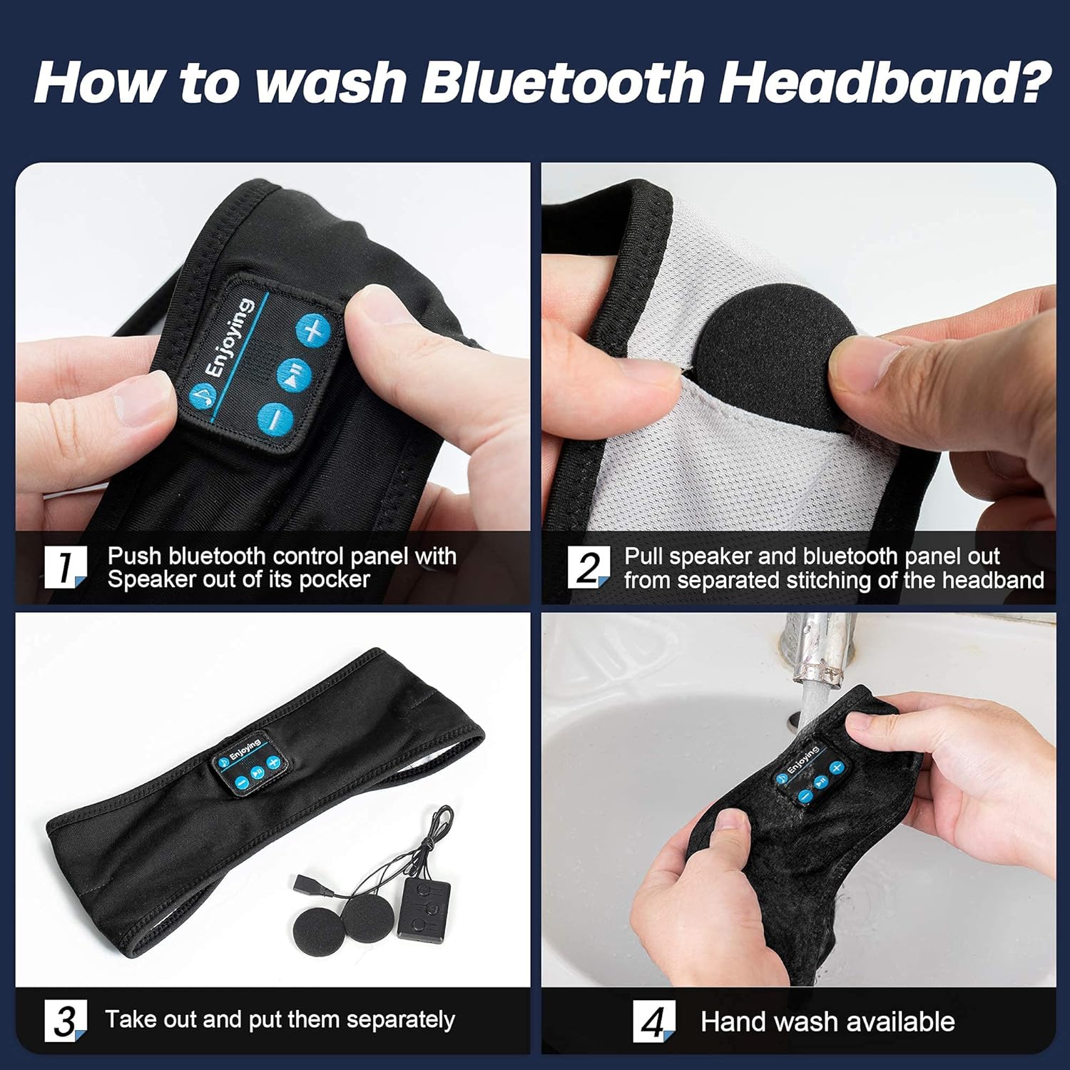 CASEiST Sleep Headband With Speaker Bluetooth Wireless Stereo Earphones Headphones Sleeping Headset Band Eye Mask Side Sleeper Headscarf Music Sports 
