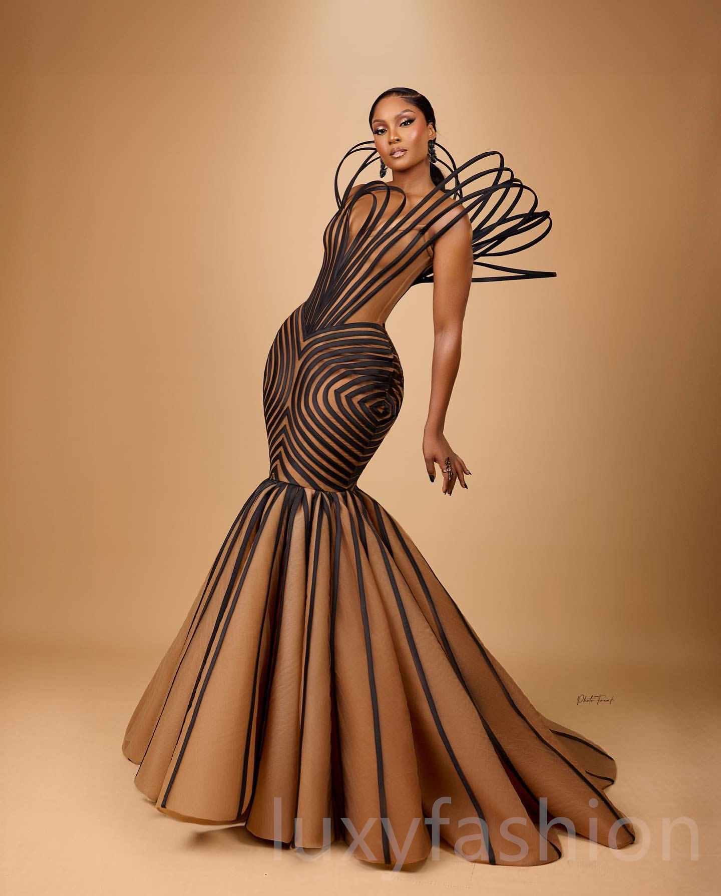 Aso Ebi 2024 Champagne Illusion Mermaid Prom Dresses Stylish Tulle Evening Party Formal Second Reception Birthday Enagement PromDress Gowns LF006