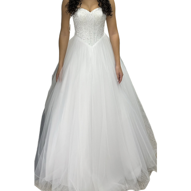 2024 Princess A Line Wedding Dresses Sequins Crystal Beaded Sweetheart Neck Sleeveless Corset Long Bridal Gowns Back Lace-Up Plus Size Vestido De Novi