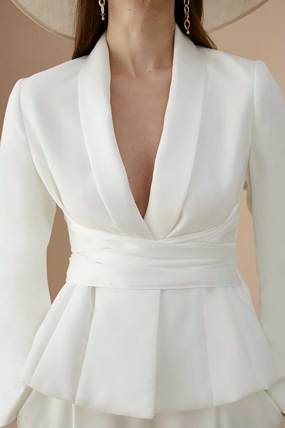 White Women Wedding Pants Suits 2 Pieces Custom Made Slim Fit Mother Of Bride Blazer Jacket Guest Wear Loose Pants