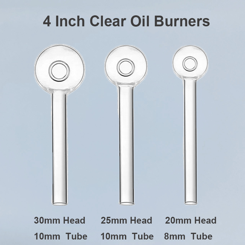 SmokPro Genuine 4 Inch Thick Glass Hand Tube Smoking Pipe - 30mm 25mm 20mm Oil Burner Head Bowl For Option