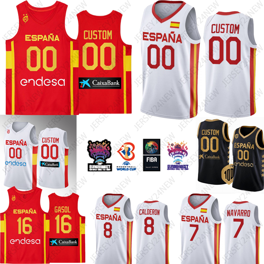 100th anniversary Spain National Team Espana 14 Wears Euro Basket Basketball Willy Hernangomez Jersey Lorenzo Brown 16 7 Jaime Fernandez XS-4XL