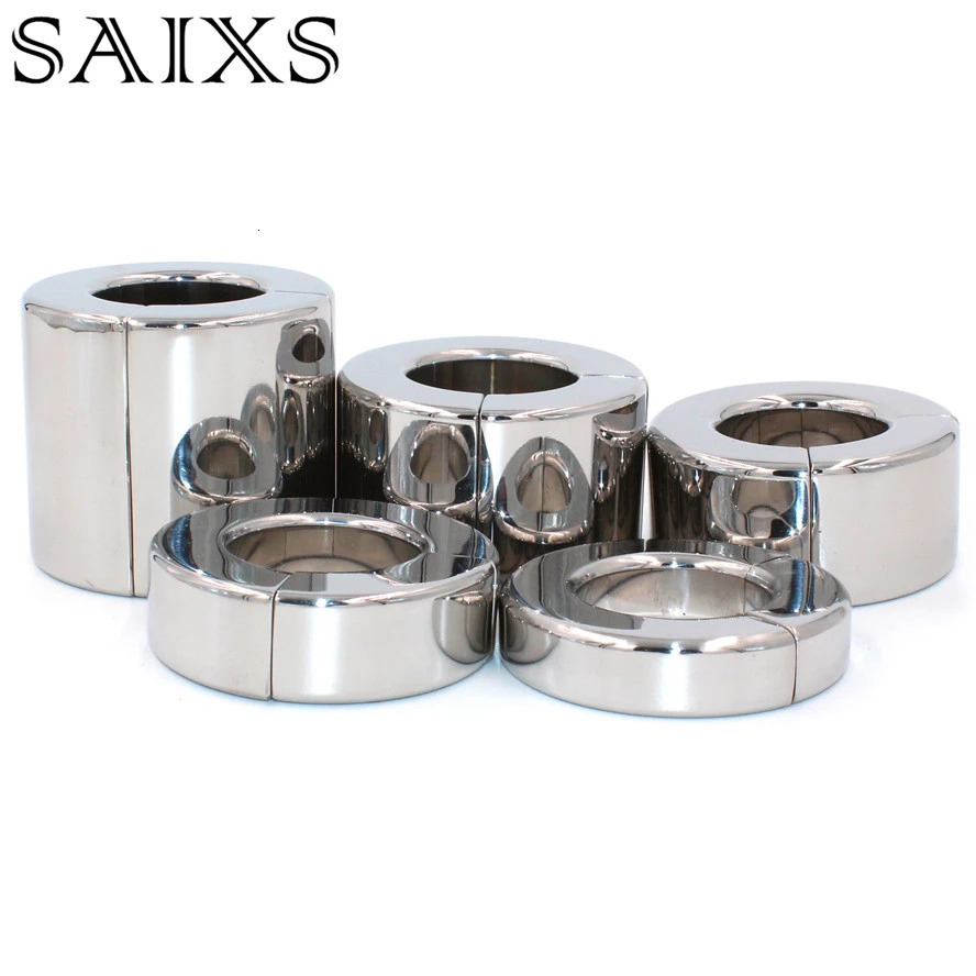 Magnetic Lock Metal Scrotum Pendant Ball Stretcher Testis Weight Cock Ring Penis Restraint Stainless Steel Sex Toys for Men 240511