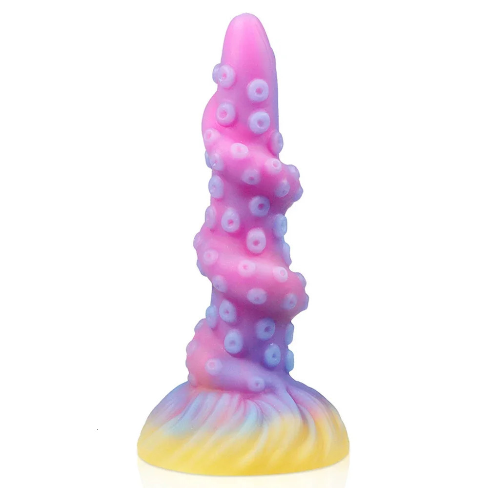 Luminous Octopus Tentacle Anal Toys Huge Dragon Dildos Glowing Monster Penis Butt Plug Soft Anal Dildo with Suction Cup Sex Toys 240511