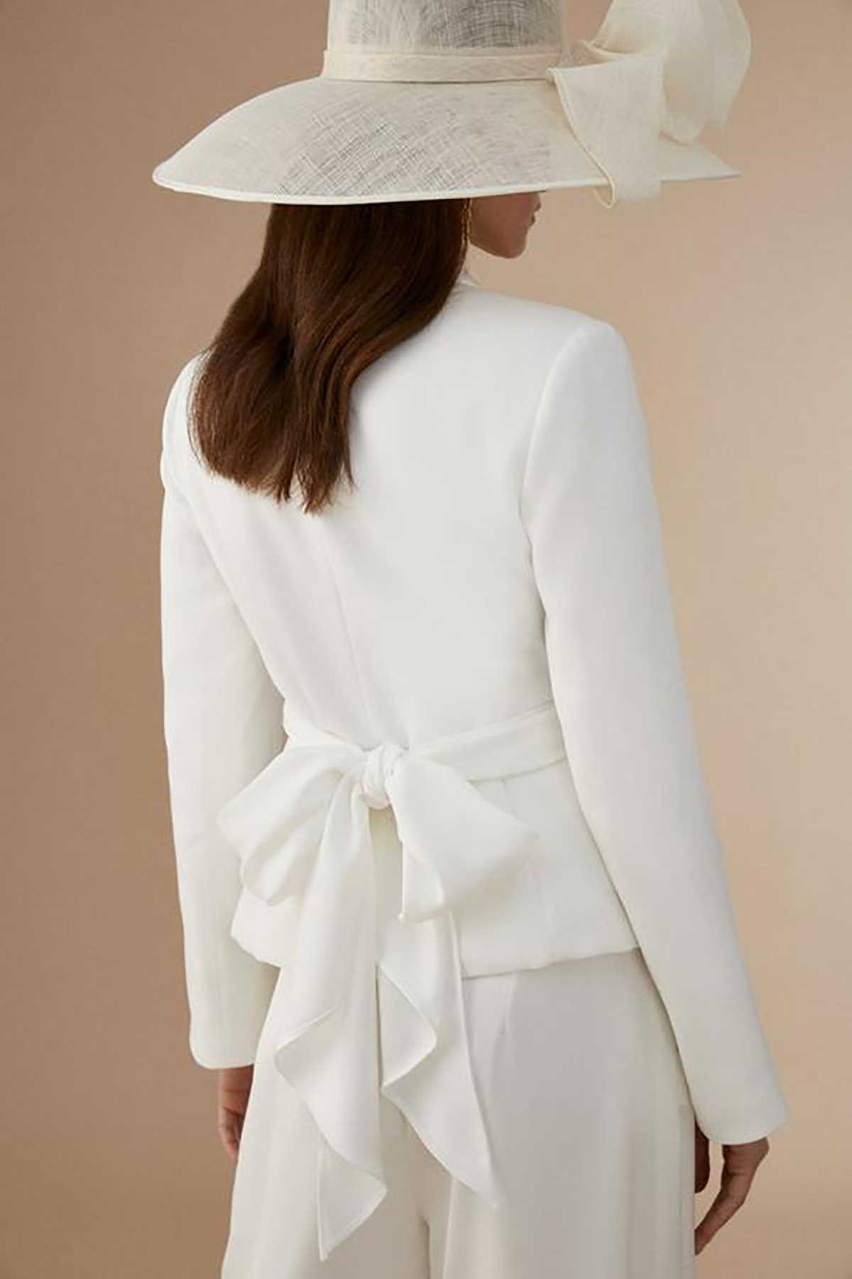 White Women Wedding Pants Suits 2 Pieces Custom Made Slim Fit Mother Of Bride Blazer Jacket Guest Wear Loose Pants