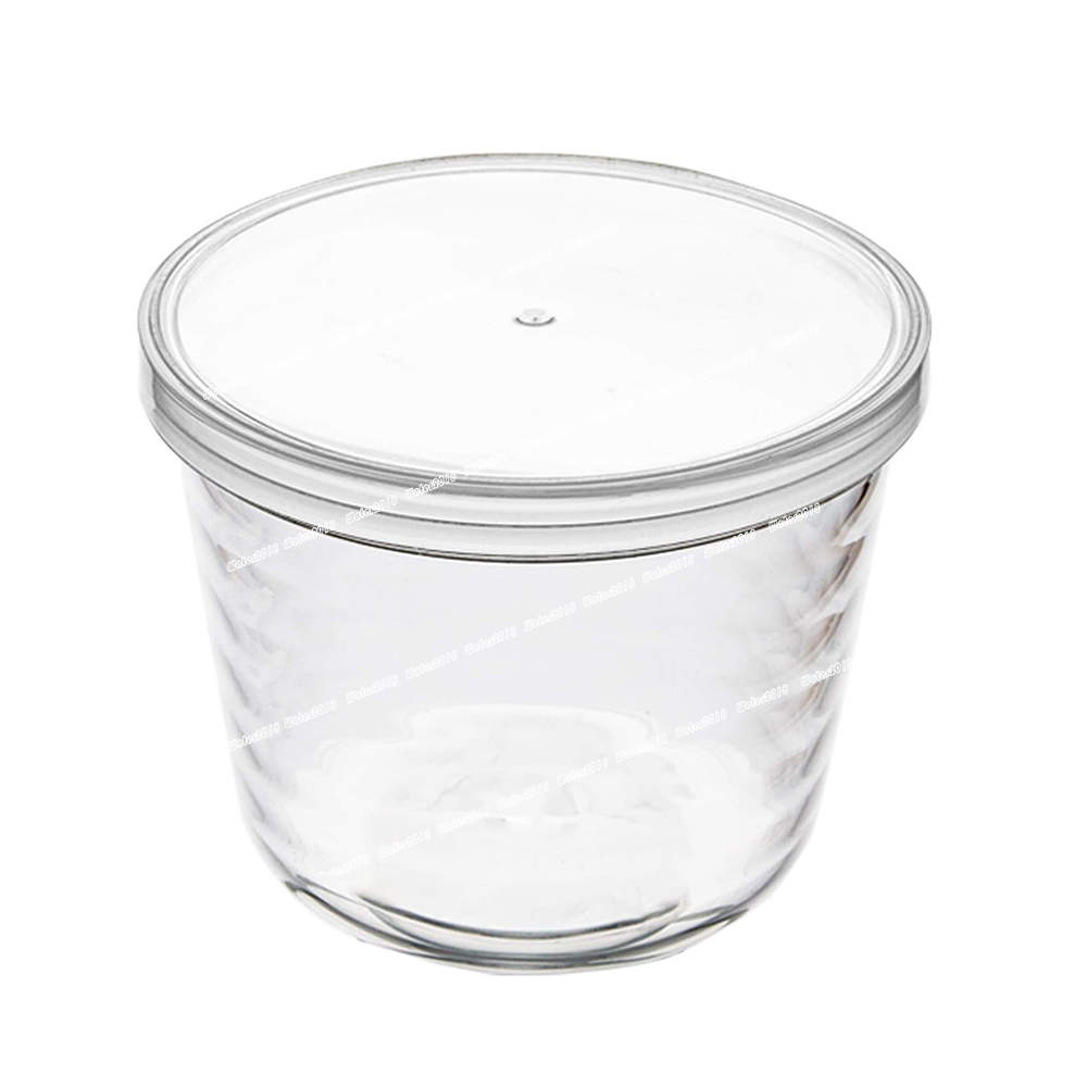 Glass Bowls With Plastic Lids Clear Pudding Cups Fruits Dish Glass Containers For Salad Dessert Snacks Freezer Food Storage Bowls