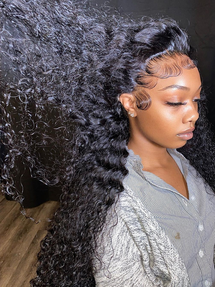 40 Inch Curly 13x4 Front 220%density Brazilian Wigs for Women Deep Wave 13x6 HD Lace Frontal Wig Human Hair Pre Plucked wholesale