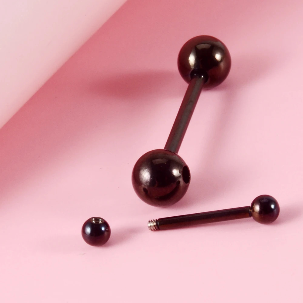 1PC Stainless Steel Tongue Rings Removable Ball Barbell 16mm Slave Ring Piercing Forbidden Body Jewelry 240429