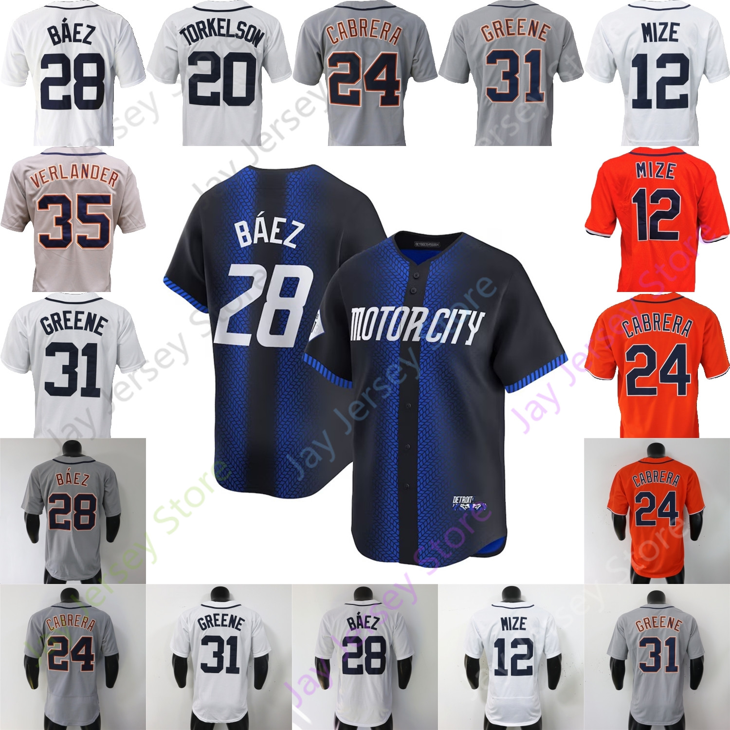 Baseball Jersey Jackson Jobe Max Clark Spencer Torkelson Tarik Skubal Javier Baez Cabrera Gree Torres Keith Maeda Mize Meadows Rogers Jung Sweey