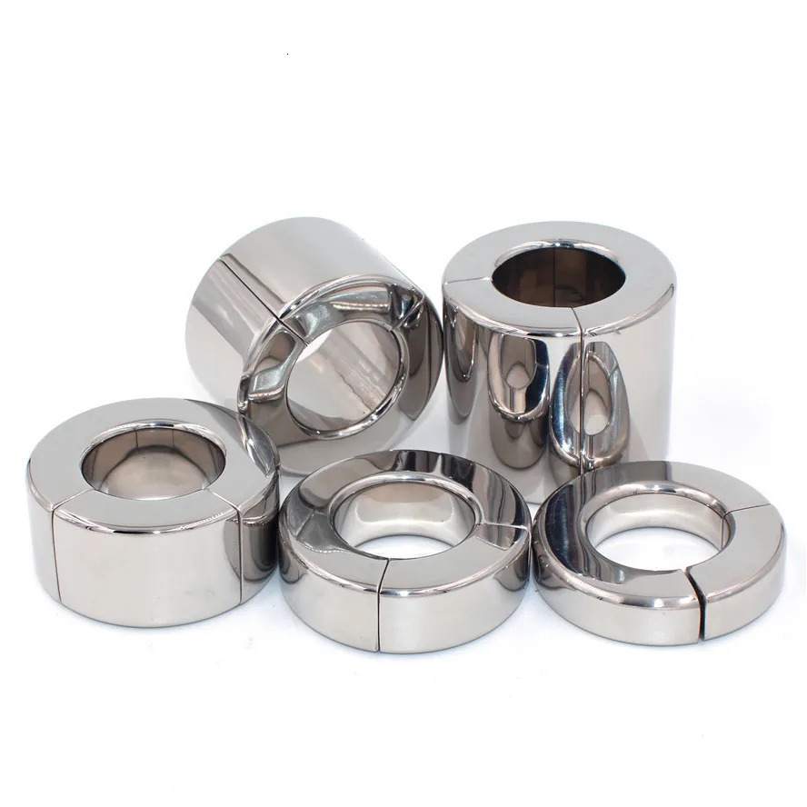 Magnetic Lock Metal Scrotum Pendant Ball Stretcher Testis Weight Cock Ring Penis Restraint Stainless Steel Sex Toys for Men 240511