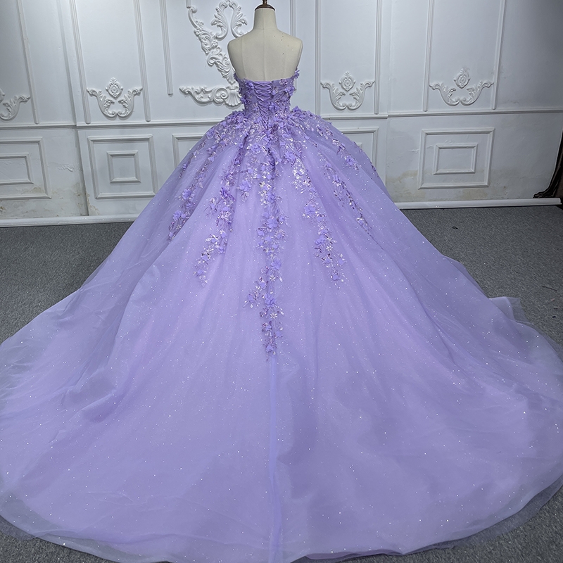 Lavender Shiny Quinceanera Dress Off The Shoulder Party Gown Princess Lace Appliques Beads Crystal For 16 Year Bridal Dresses Vestidos De Novia