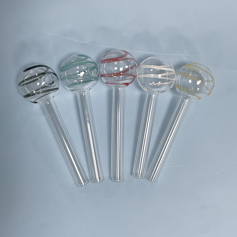 SmokPro 4 Inch Glass Hand Tube Straight Smoking Pipe With 3cm Swirl Lollipops Head Oil Burner Bubbler Bowl