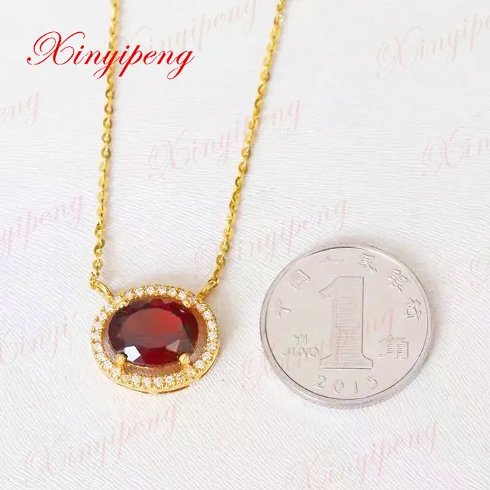 18 k gold necklaces natural garnet pendants Fashion contracted joker 240511