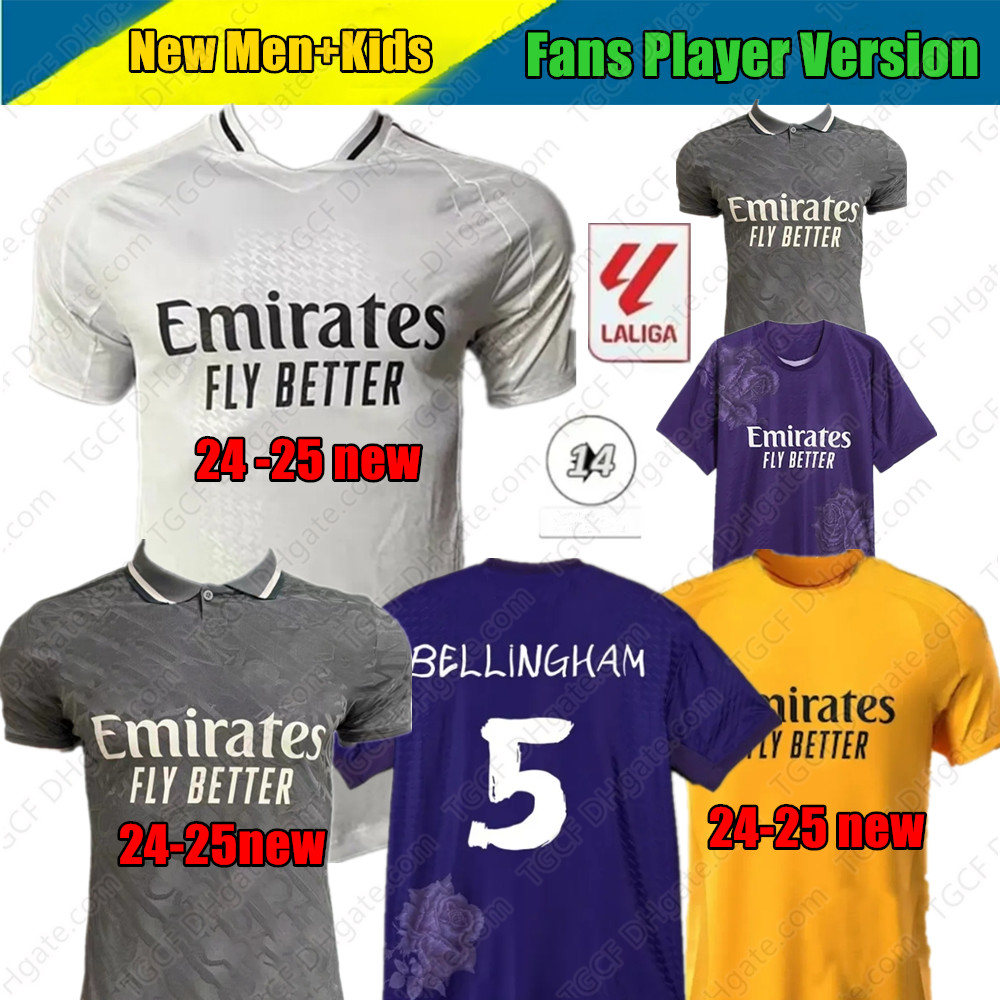 24 25 BELLINGHAM VINI JR ReALS Madrids soccer jerseys MBAPPE 2024 2025 football shirt Home Away Third Y3 Purple CAMAVINGA Rodrygo MODRIC Camisetas kids kit