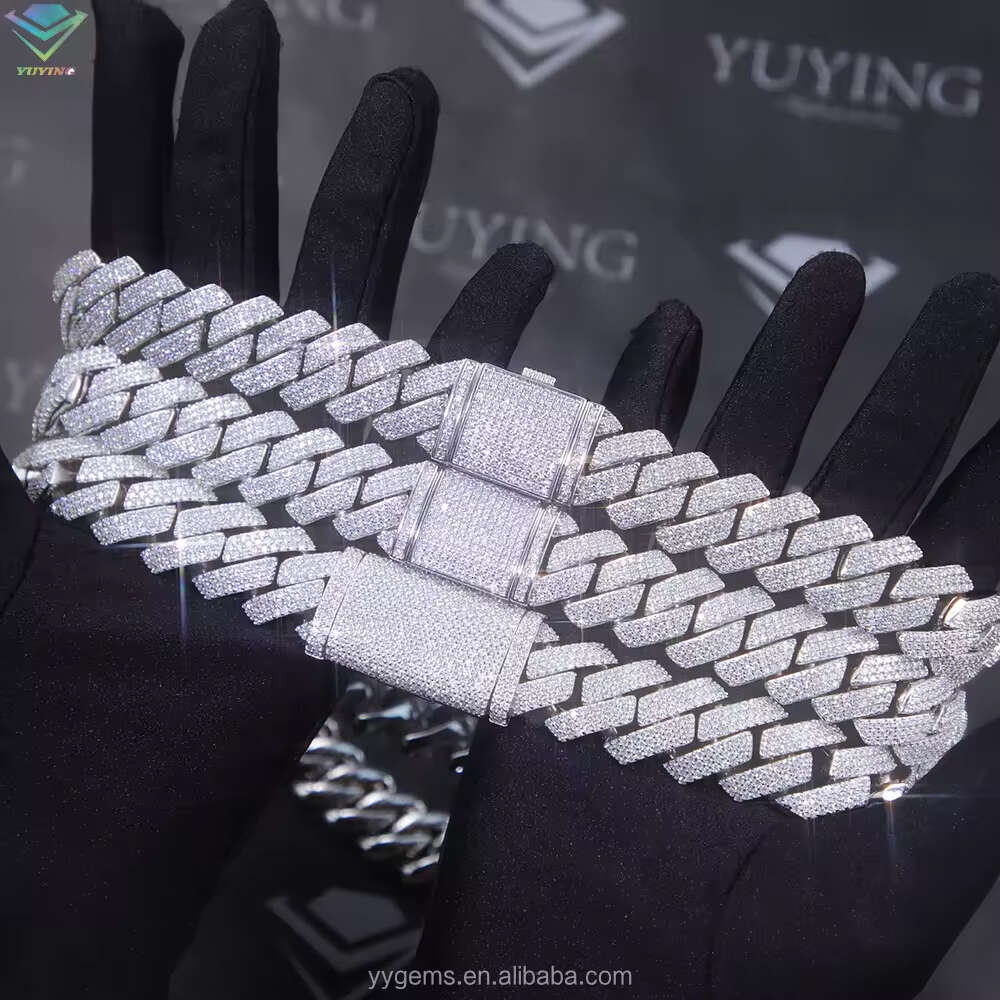 necklace k chain hip hop jewelry vvs moissanite white gold plated sterg sier cuban bracelets