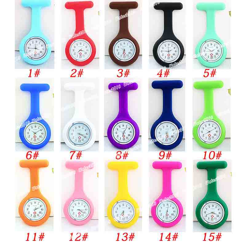 Silicone Nurse Pocket Watch Fashion Pin Christmas Gift Quartz Watches 15 Colors