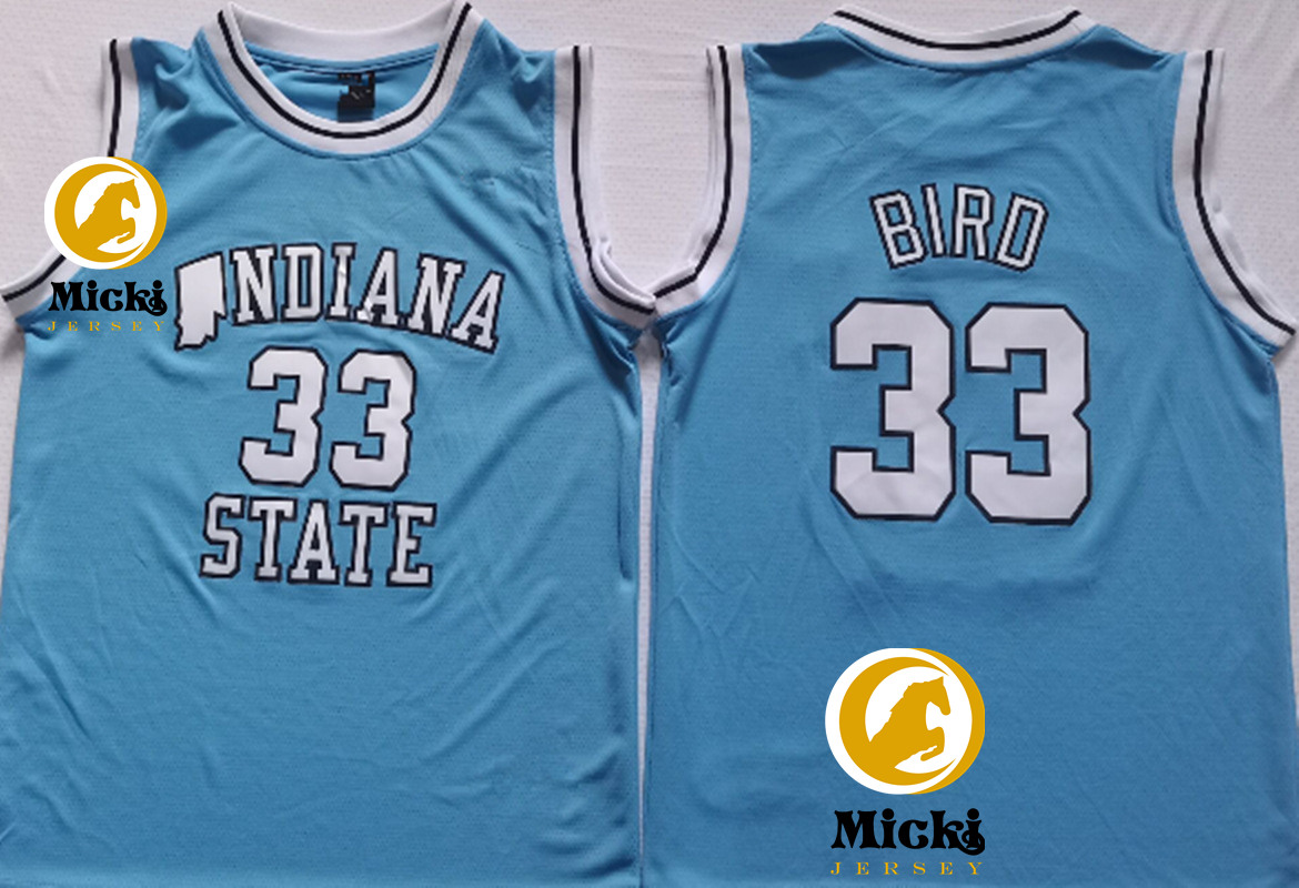 Mens Larry Bird Indiana State Sycamores Basketball Jersey Stitched Patrick Ewing Georgetown Hoyas Jersey Allen Iverson Bethel High School Jers