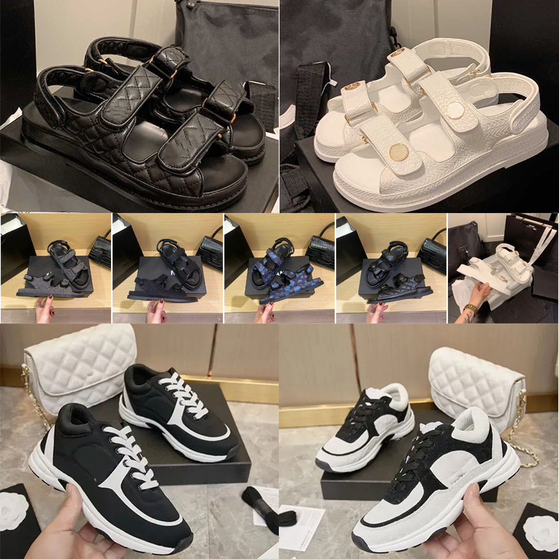 Women cc sandale Calfskin Dad shoes Sandals Quilted Designer Sandles Shoes Platform Flats Low Heel Wedge Diamond Buckle Sandal Slip On Ankle Stra