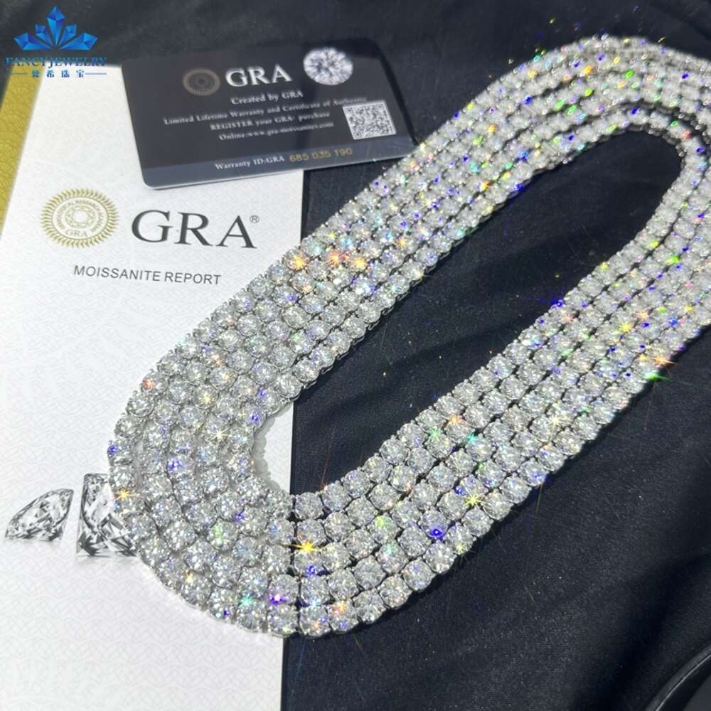 designer vvs necklace moissanite hip hop 2mm 3mm iced out diamond sterling sier 4mm 5mm woman tennis chain valentines day gift